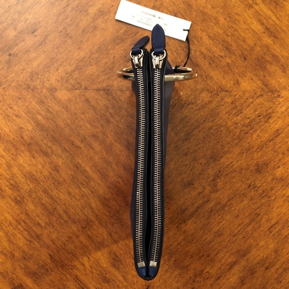 NWT Jil Sander Navy Leather Double Clutch - Picture 7 of 8